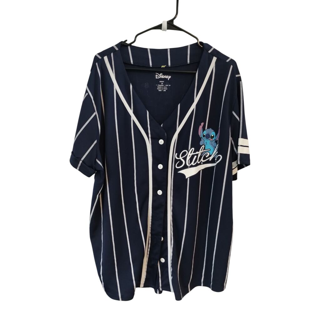 Disney Lilo & Stitch Women's Size 2X Striped Baseball Graphic Jersey Kidcore Top